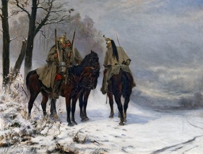Pattuglia di dragoni sul campo nel 1870, c.1890 da James William Walker