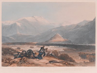 Veduta di Bala Hissai e della città di Kabul, con i cantoni britannici dalla collina di Ba Marco da James after Rattray