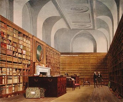 La Biblioteca del Re, Buckingham House, da The History of the Royal Residences, inciso da James Baily, di William Henry Pyne (1769-1843), 1819 da James after Stephanoff