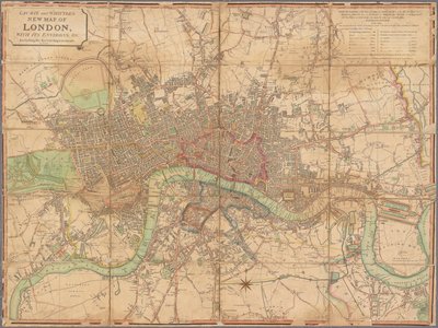 Nuova mappa di Londra di Laurie e Whittle con i suoi dintorni, ecc. Incluse le recenti migliorie da James and Laurie Robert  Whittle