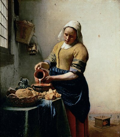 La lattaia ... (dipinto su tela) da Jan (1632-75) Vermeer