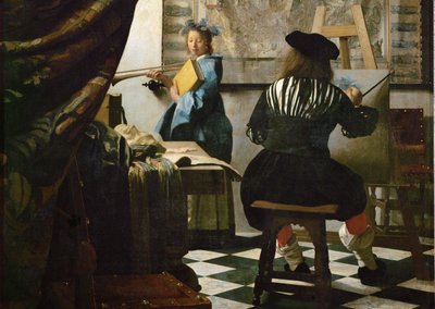 Il pittore e la sua modella come Klio (olio su tela) da Jan (1632-75) Vermeer