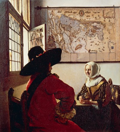 Soldato e ragazza che ride da Johannes Vermeer