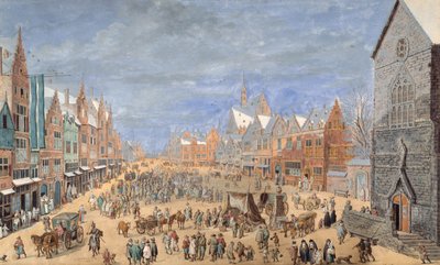 Strada di un villaggio con una locanda in primavera (guazzo su carta) da Jan (follower of) Brueghel