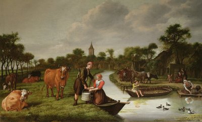 Paesaggio Fluviale con una Coppia che Porta un Secchio di Latte da Jan 1620 76 Victors