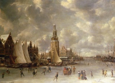Paesaggio Invernale con la Montelbaanstoren, Amsterdam da Jan Abrahamsz. Beerstraaten