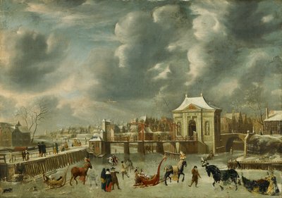 Heiligewegspoort in inverno da Jan Abrahamsz. Beerstraten