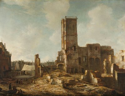 Le rovine del vecchio municipio di Amsterdam dopo l