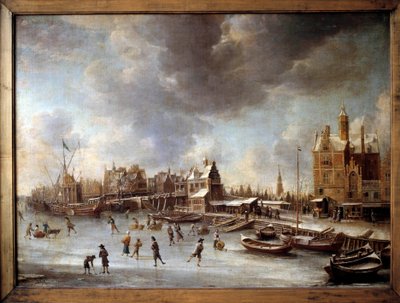 Paesaggio invernale. Pattinatori su un lago ghiacciato da Jan Abrahamsz. Beerstraten
