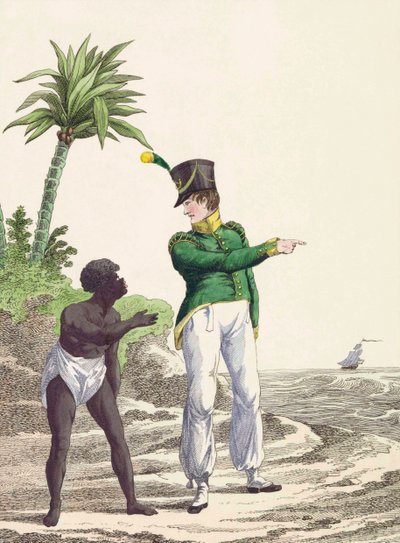 Soldato coloniale olandese con un uomo nero da Jan Anthonie (after) Langendijk Dzn