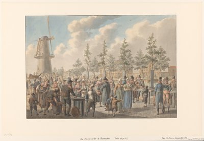 Il mercato del pesce a Rotterdam, 1816 da Jan Anthonie Langendijk Dzn