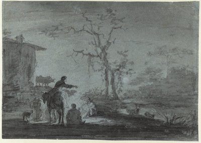 Pastorelli accanto a un falò al chiaro di luna da Jan Asselijn (possibly)