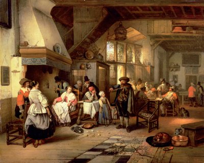 Interno di una taverna con un violinista cieco, 1844 da Jan August Hendrik Leys