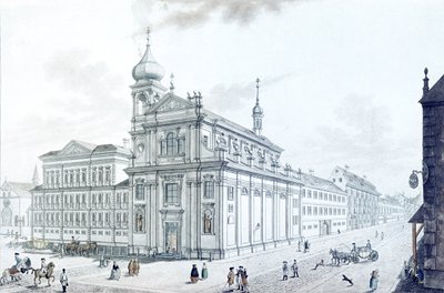 Chiesa degli Iberniani (Francescani Irlandesi) e via Hybernská, 1781 da Jan Balzer