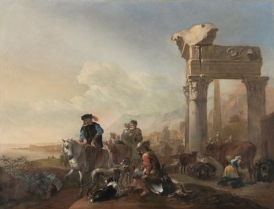 Cacciatori vicino a rovine da Jan Baptist Weenix