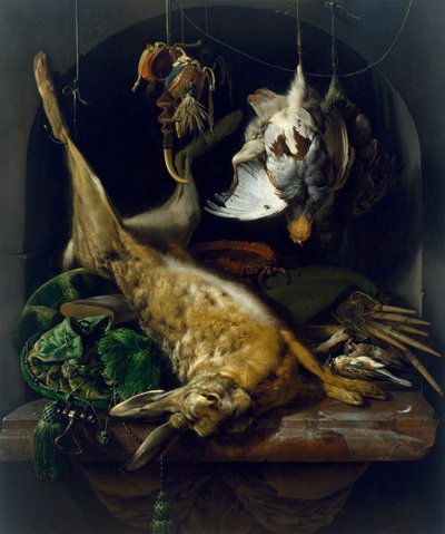 Natura morta con una lepre morta, pernici e altri uccelli in una nicchia, c.1675 da Jan Baptist Weenix