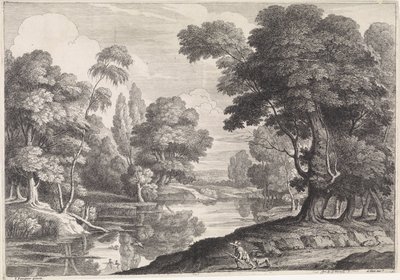 Paesaggio con cacciatore che caccia anatre da Jan Baptist de Wael