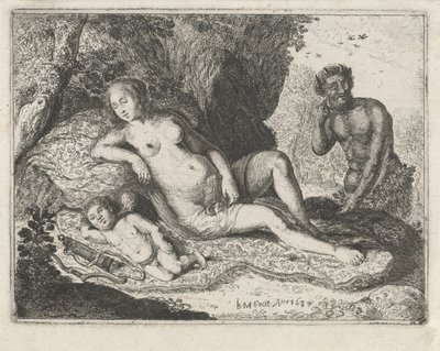 Venere dormiente spiata da un satiro da Jan Barentsz. Muyckens