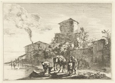 Uomini e un mulo sulla Via Appia (Paesaggi nei dintorni di Roma) da Jan Both