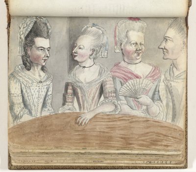 Quattro donne a un tavolo durante una gita a Falmouth da Jan Brandes