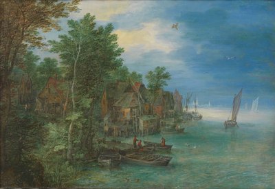 Veduta di un villaggio lungo un fiume da Jan Brueghel (I)