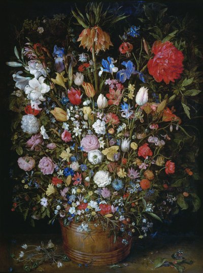 Fiori in un vaso di legno da Jan Brueghel the Elder