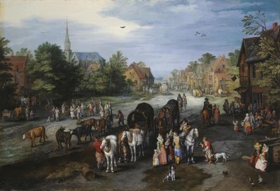 Veduta del villaggio di Schelle (strada del villaggio) da Jan Brueghel the Elder