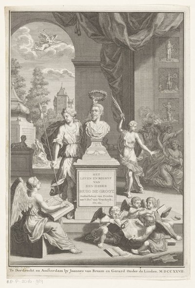 Busto di Ugo Grozio incoronato da Vittoria da Jan Caspar Philips