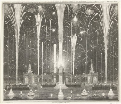 Vuurwerk te Den Haag voor de Vrede van Aken, 1749 da Jan Caspar Philips