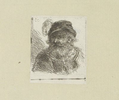 Uomo barbuto con cappello piumato da Jan Chalon