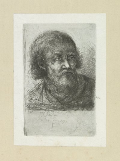 Uomo barbuto, verso destra da Jan Chalon