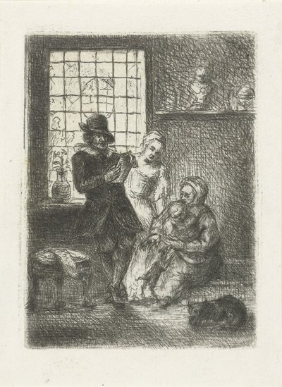 Interno con una famiglia da Jan Chalon