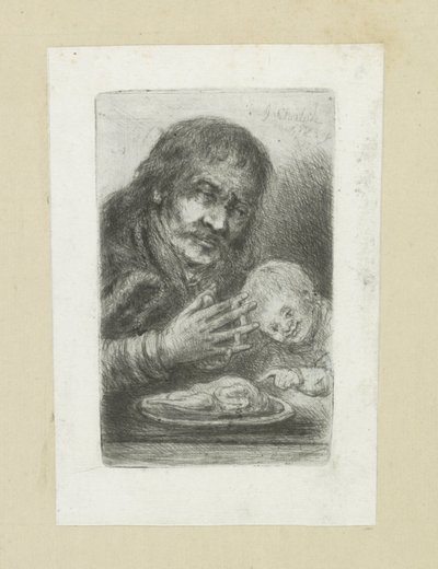 Uomo e bambino a tavola da Jan Chalon