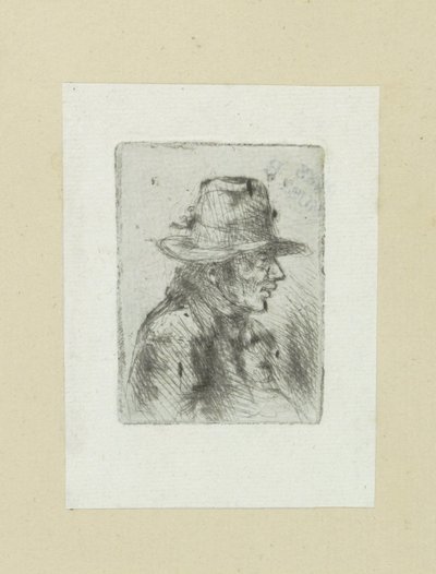 Uomo con cilindro, verso destra (serie: The Compleat Work of Etchings by John Chalon) da Jan Chalon