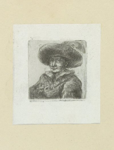Uomo con cappello rotondo con piuma da Jan Chalon