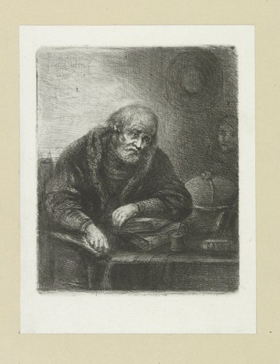 Vecchio uomo al suo tavolo da Jan Chalon