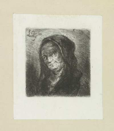 Vecchia con velo nero (serie: The Compleat Work of Etchings by John Chalon) da Jan Chalon