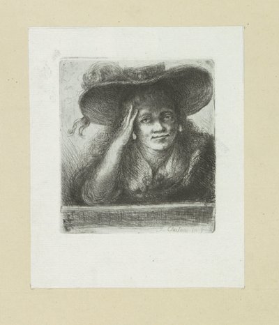 Donna con cappello rotondo da Jan Chalon