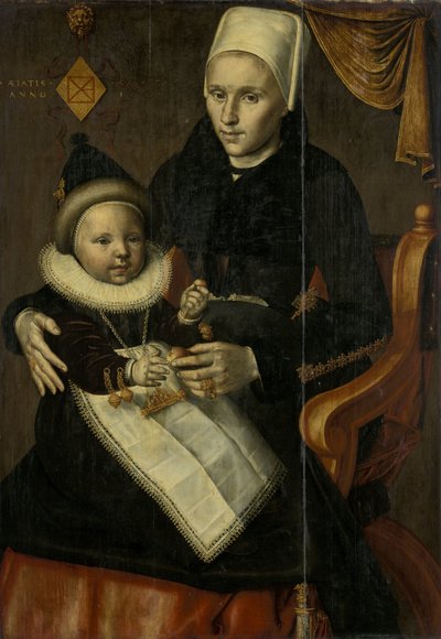 Madre e bambino in costume di Noord-Holland da Jan Claesz. (attributed to)
