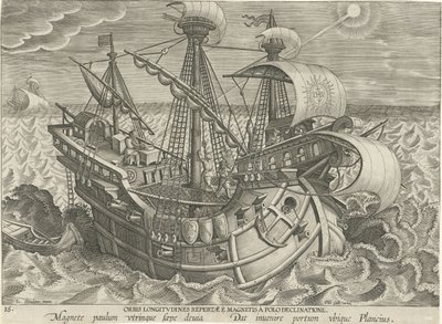 Determinazione della longitudine mediante una bussola da Jan Collaert (II) (attributed to)