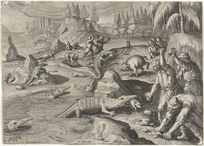 Cattura di coccodrilli (Scene di caccia) da Jan Collaert (II)
