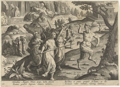 Donne che scacciano un satiro (Scene di caccia) da Jan Collaert (II)
