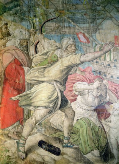 Campagna di Carlo V contro i Turchi, dettaglio di un arciere da La cattura di La Goletta, 1535 (dettaglio) da Jan Cornelisz Vermeyen