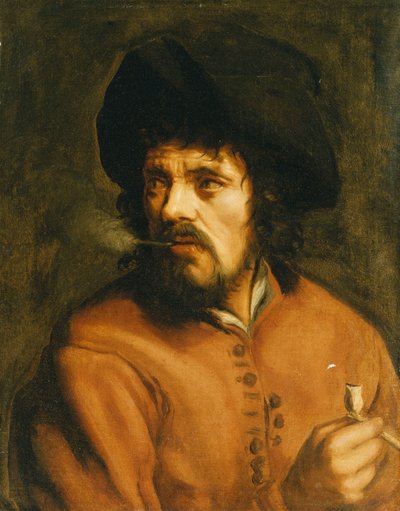 Uomo che fuma una pipa di terracotta da Jan Cossiers