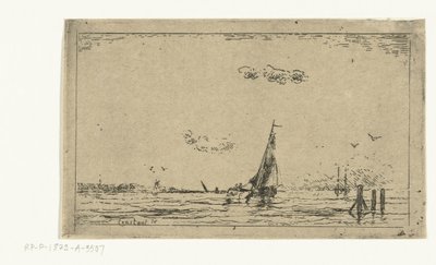 Veduta del fiume con barca a vela da Jan Daniël Cornelis Carel Willem baron de Constant Rebecque