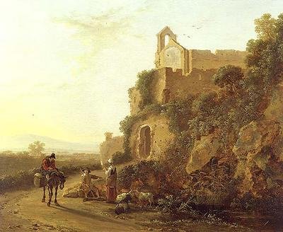 Paesaggio italianeggiante con figure su un sentiero da Jan Dirksz Both