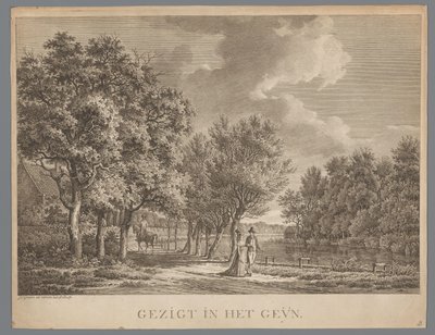 Paesaggio con una coppia che cammina lungo la riva del Gein da Jan Evert Grave