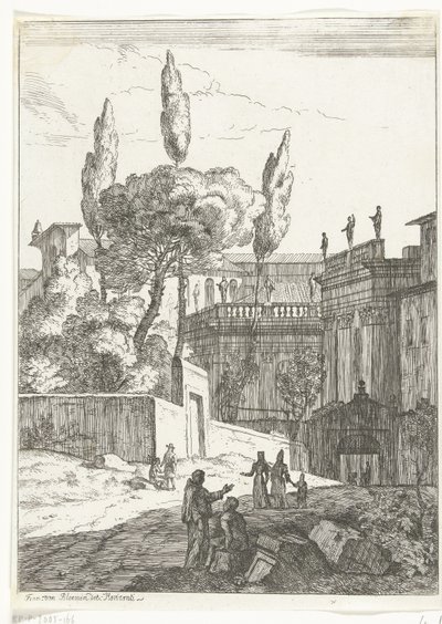 Paesaggio italianizzante con edifici antichi e figure da Jan Frans van Bloemen
