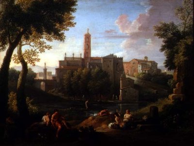 Paesaggio con figure vicino a una città da Jan Frans van Bloemen