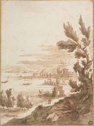 Vista dalla collina con vista sul porto da Jan Frans van Bloemen
